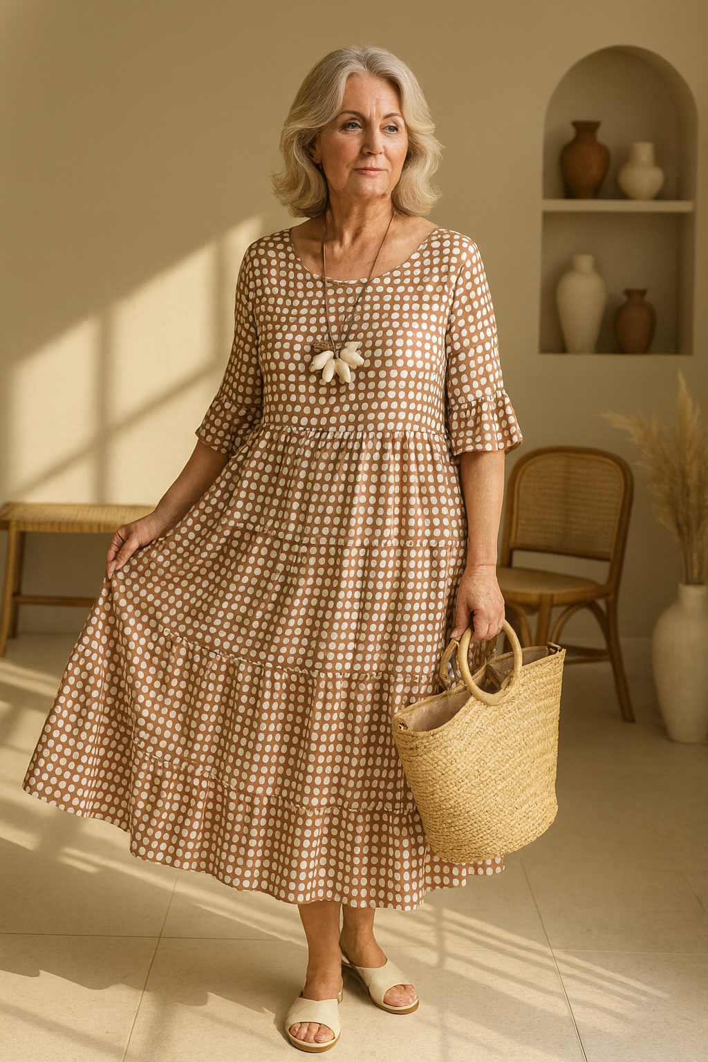 Zerelle™ | Robe Midi Manches Courtes