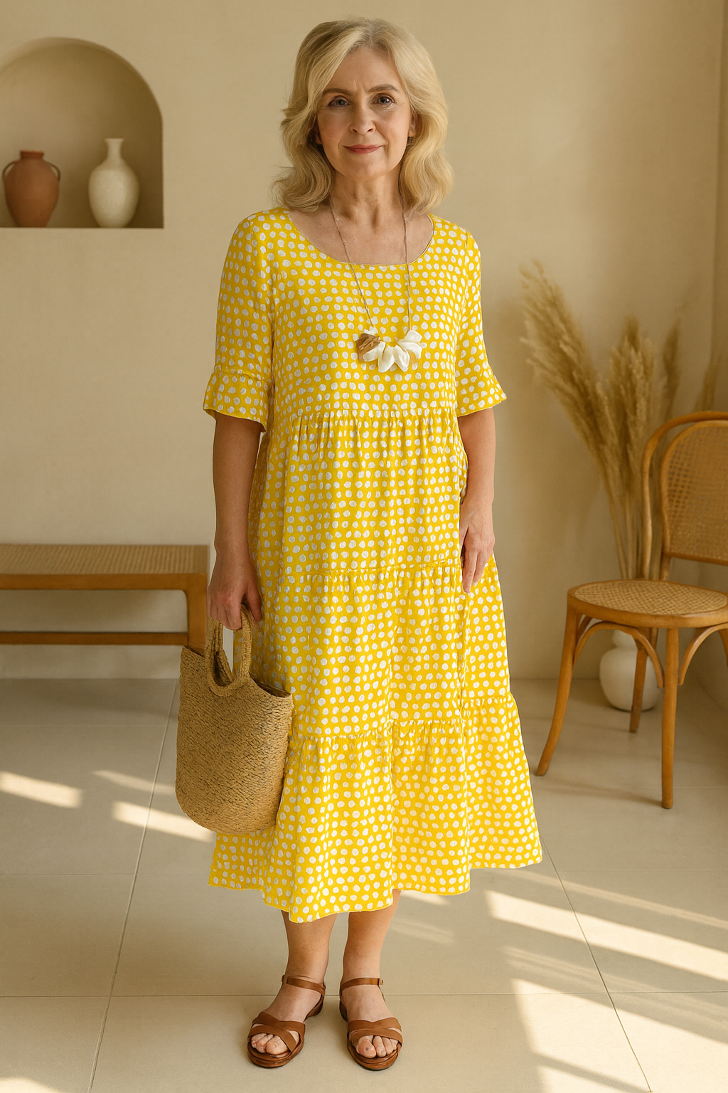 Zerelle™ | Robe Midi Manches Courtes