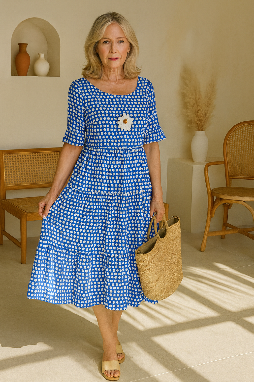 Zerelle™ | Robe Midi Manches Courtes