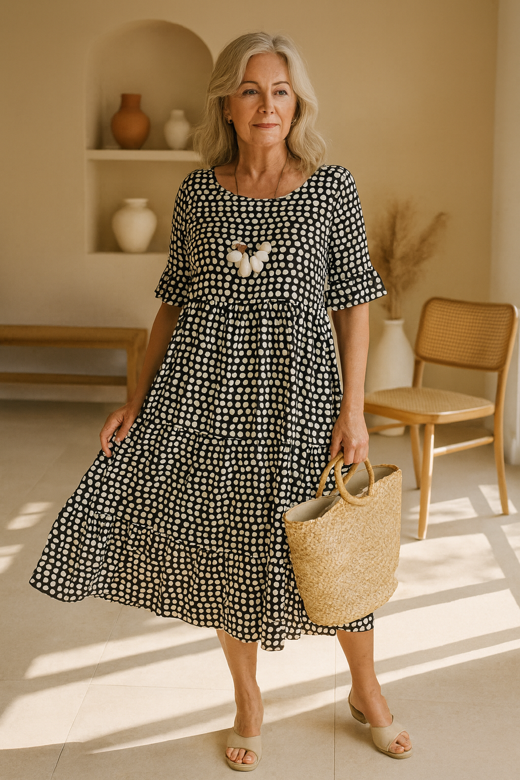Zerelle™ | Robe Midi Manches Courtes