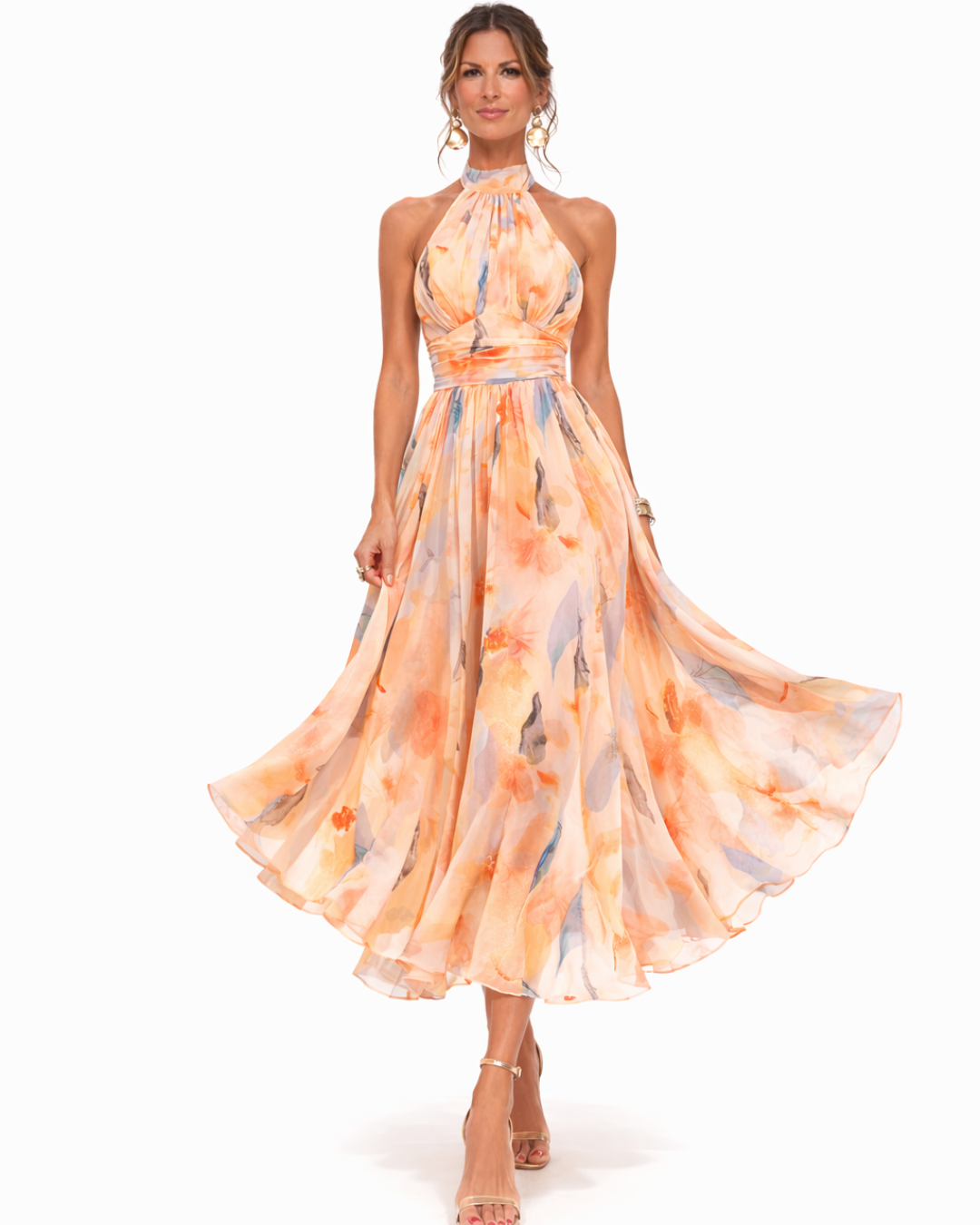 Aurora™ | Robe à col américain et imprimé aquarelle