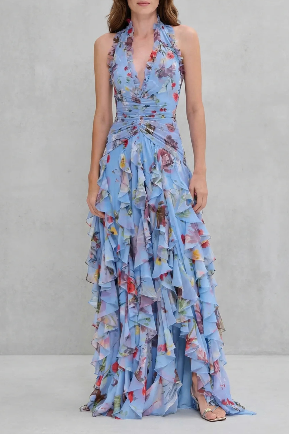 Belladina™ | Cascade de roses romantiques | Robe maxi halter