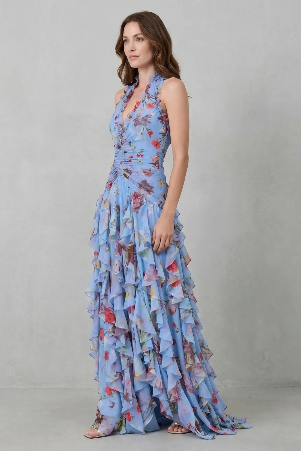 Belladina™ | Cascade de roses romantiques | Robe maxi halter