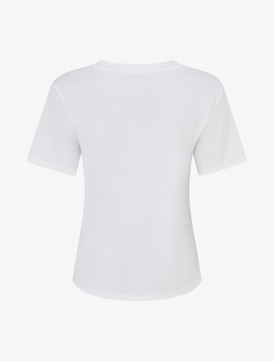 T-shirt uni à broderie feuille - Blanc