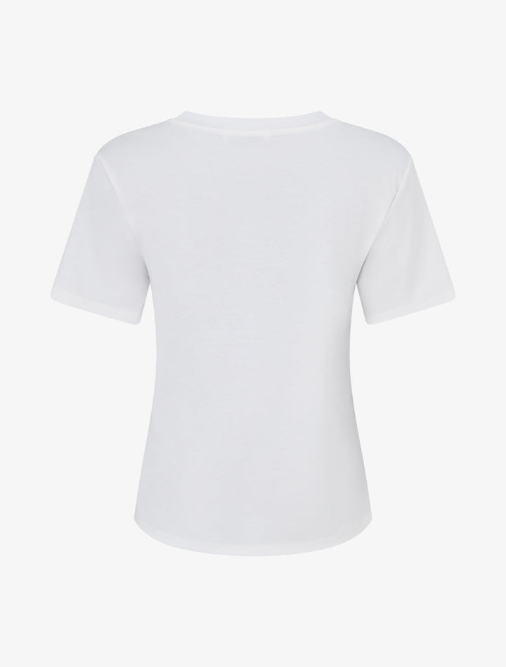 T-shirt uni à broderie feuille - Blanc