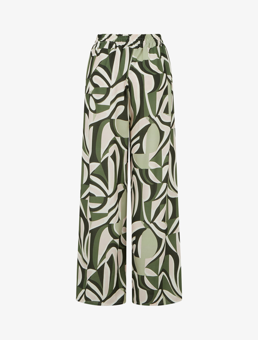Pantalon ample imprimé graphique - Kaki