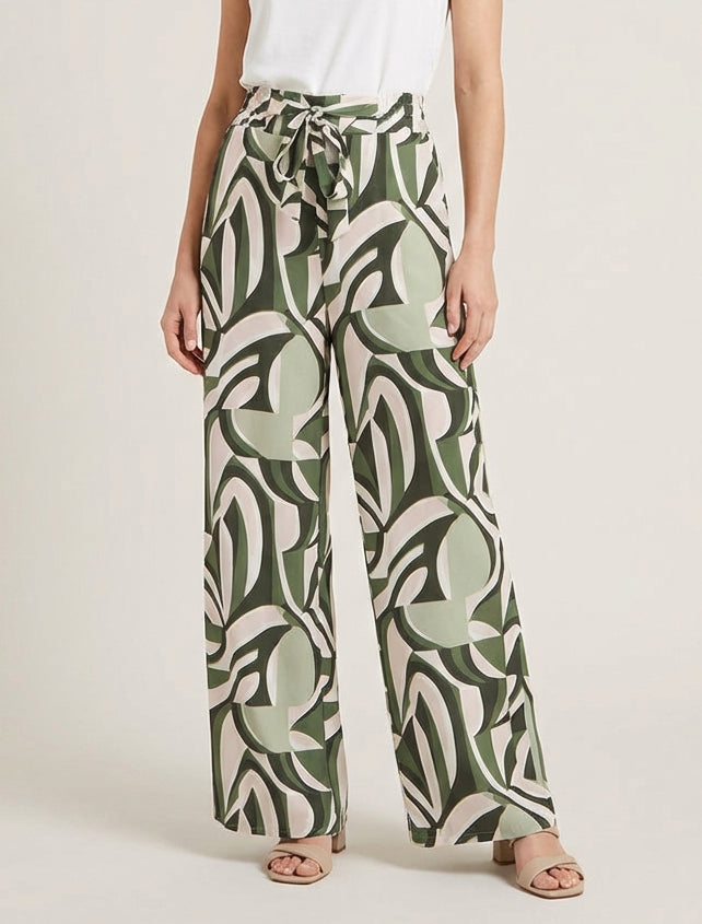 Pantalon ample imprimé graphique - Kaki