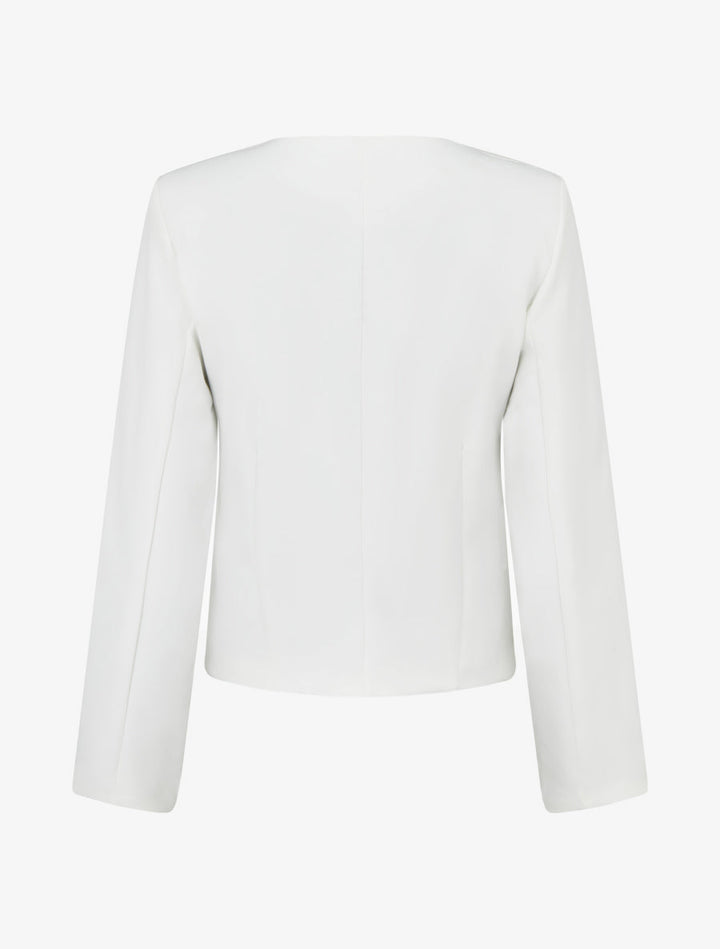 Veste droite à col rond et épaulettes - Blanc