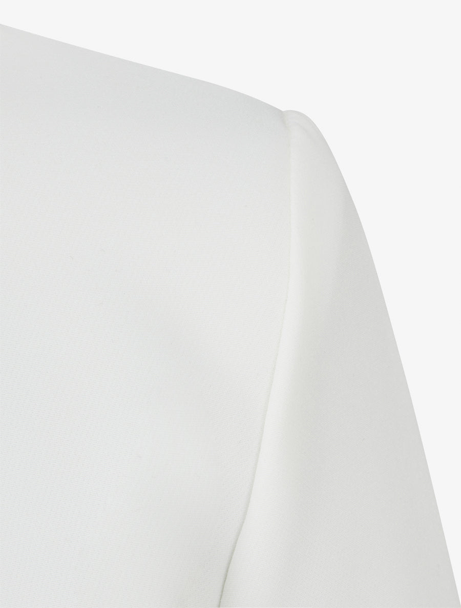 Veste droite à col rond et épaulettes - Blanc