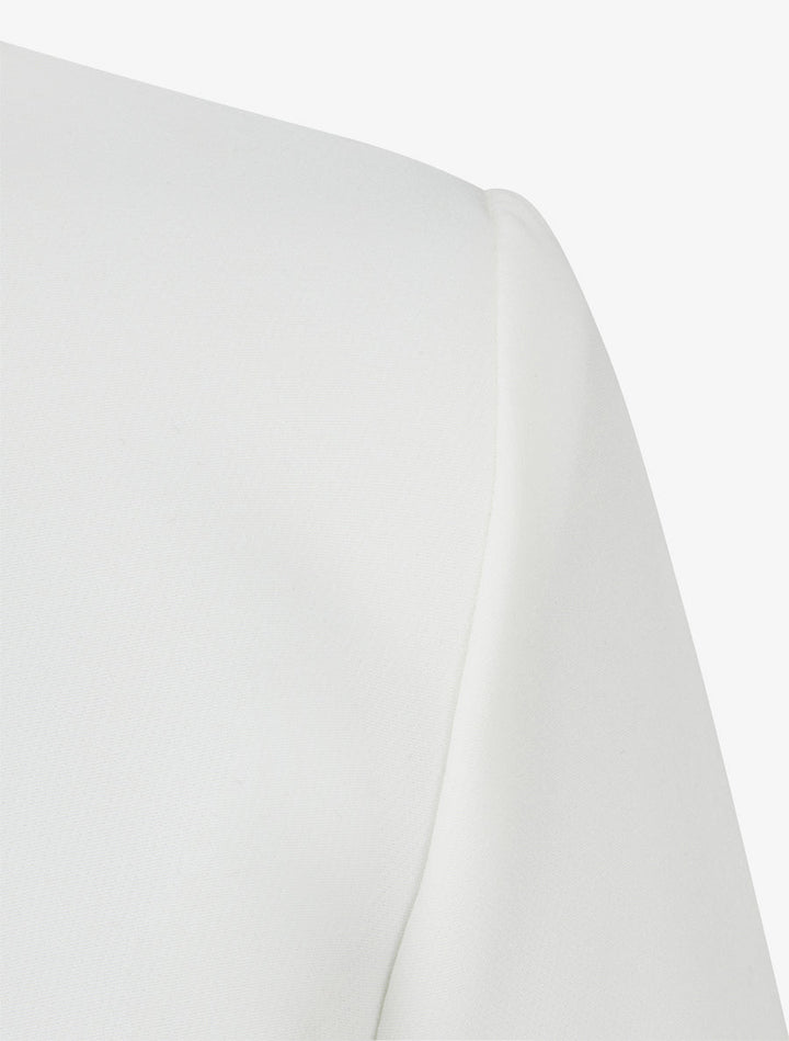 Veste droite à col rond et épaulettes - Blanc