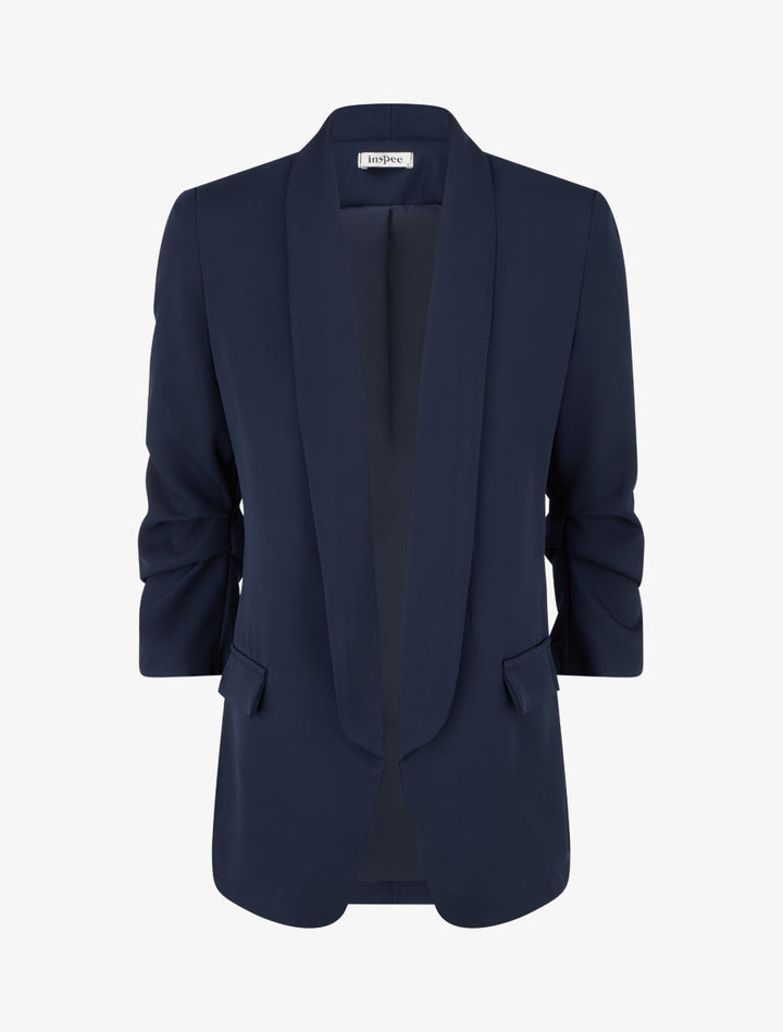 Blazer uni à manches froncées - Marine