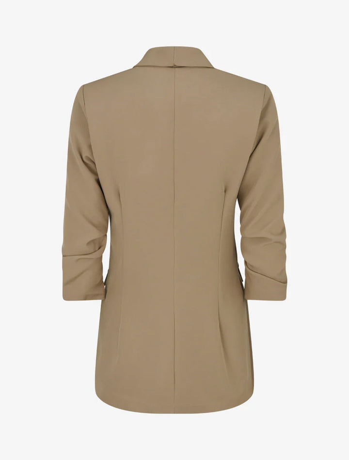 Blazer uni à manches froncées - Taupe