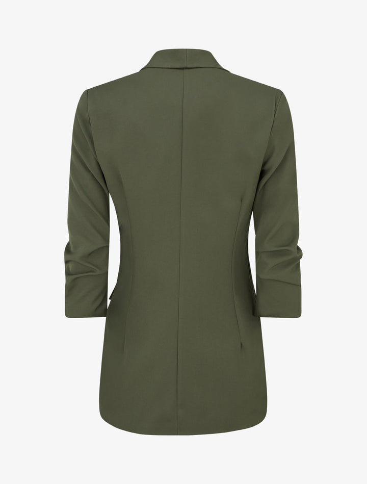 Blazer uni à manches froncées - Kaki