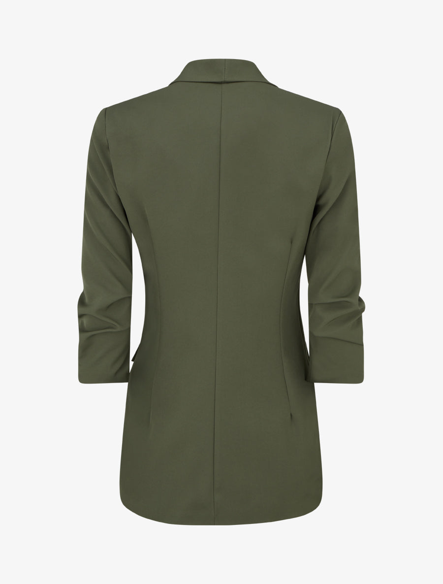 Blazer uni à manches froncées - Kaki