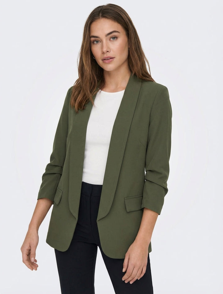 Blazer uni à manches froncées - Kaki