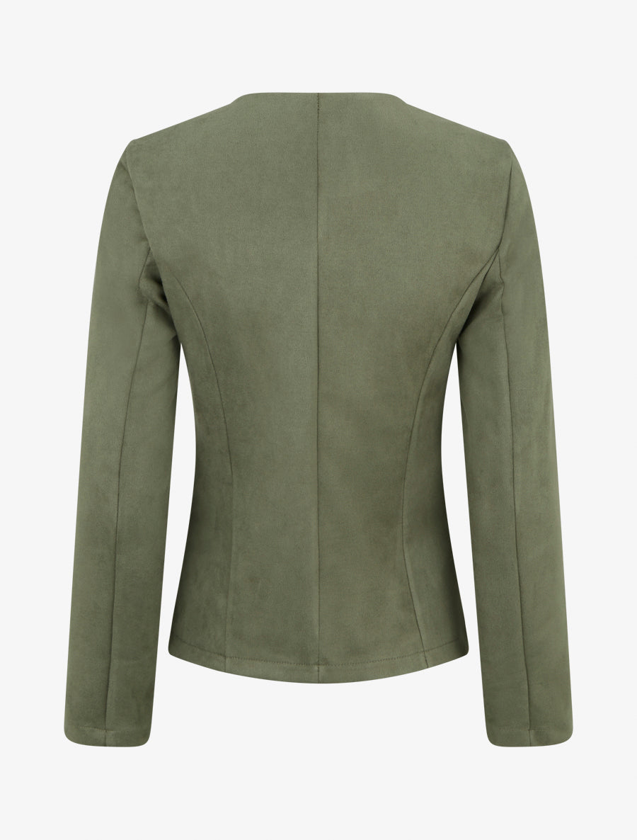Veste en suédine à poches décoratives zippées - Kaki