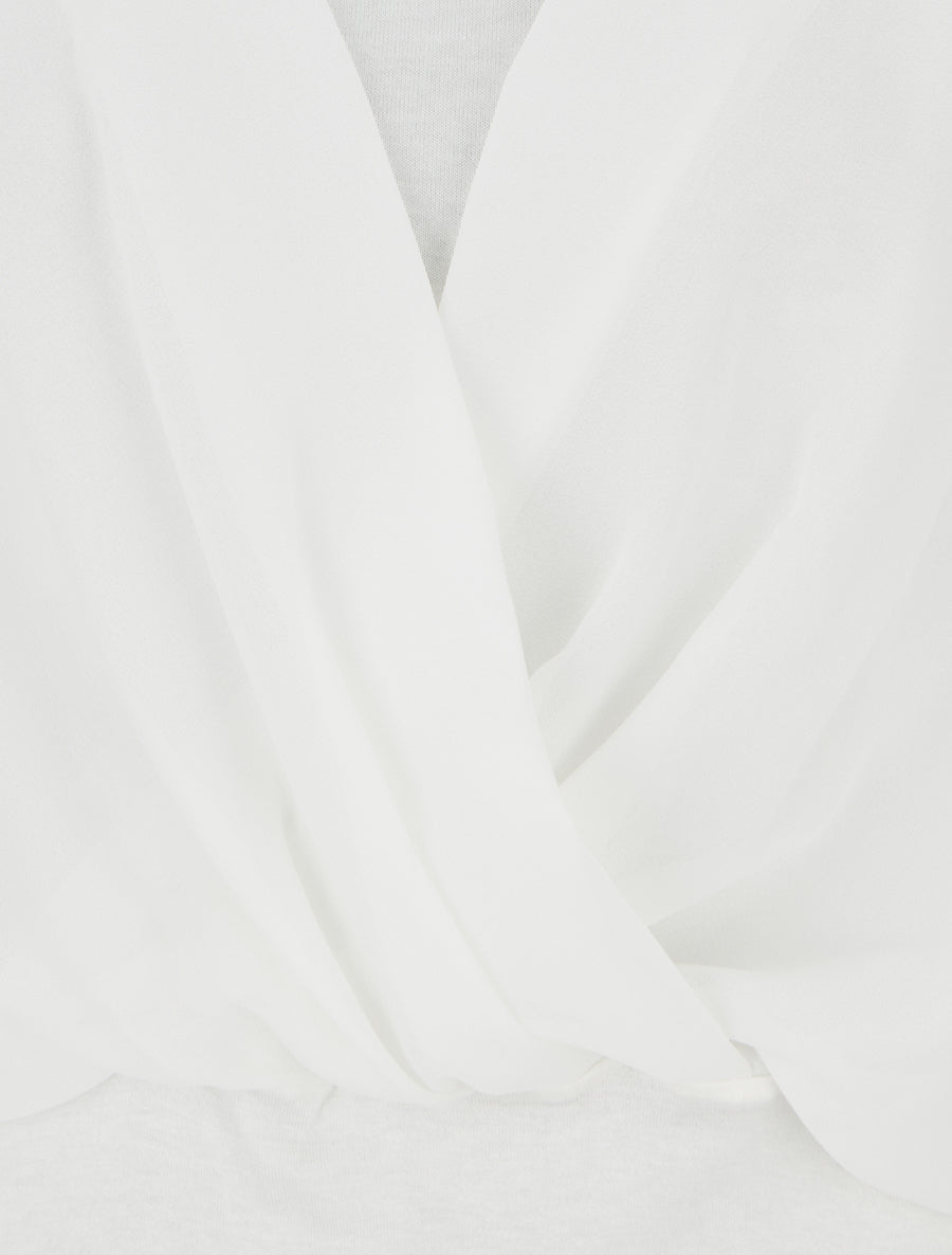 Top uni à manches volantées - Blanc