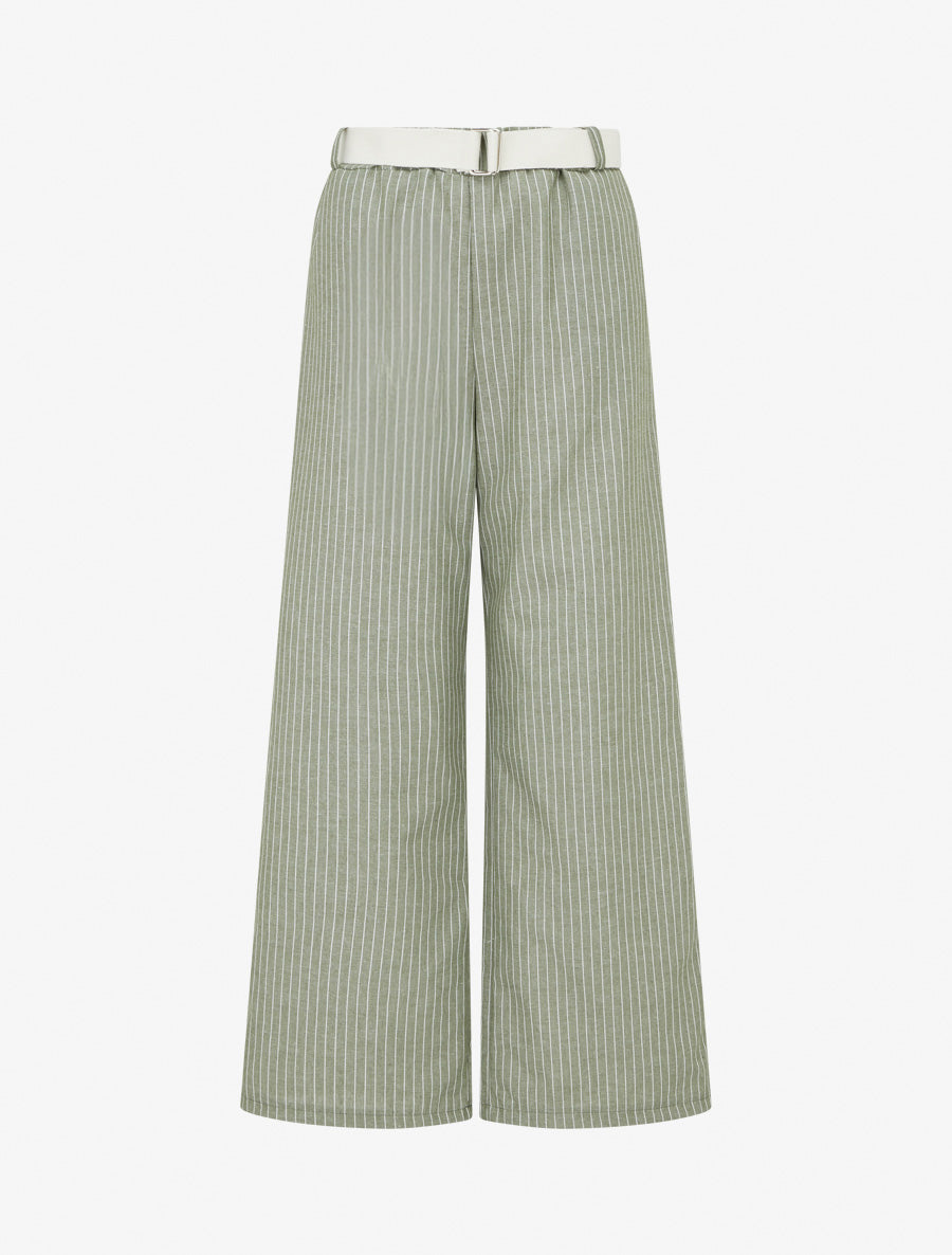 Pantalon ample à rayures - Kaki