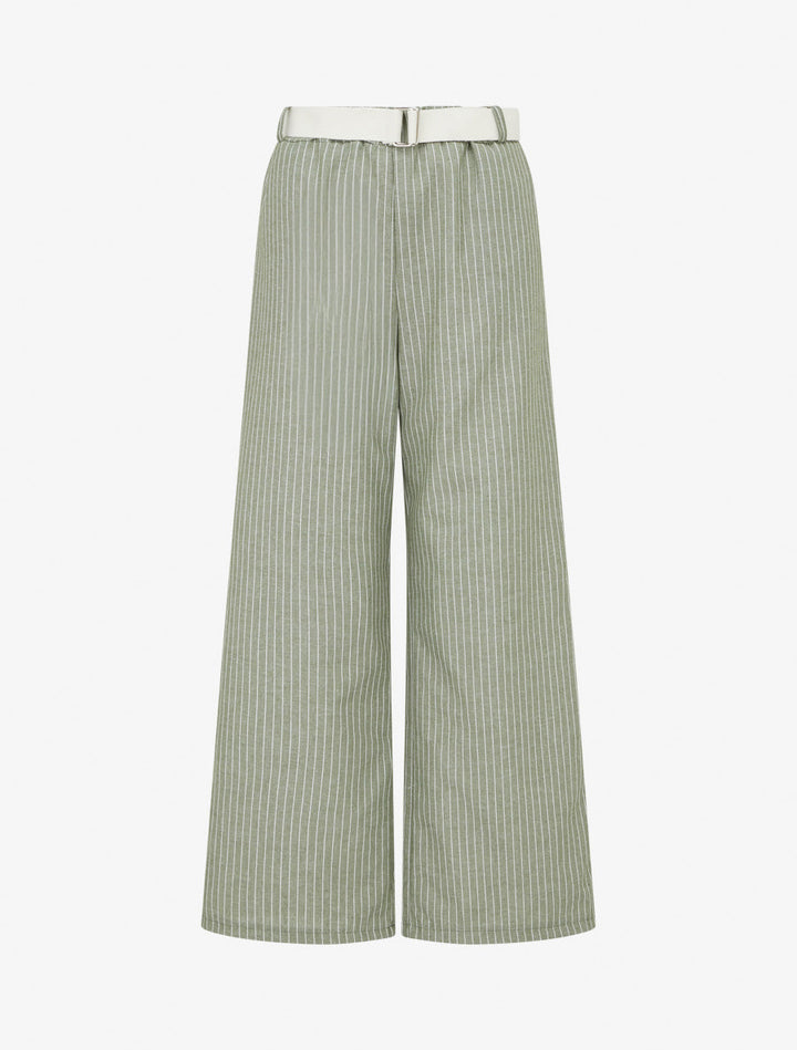 Pantalon ample à rayures - Kaki