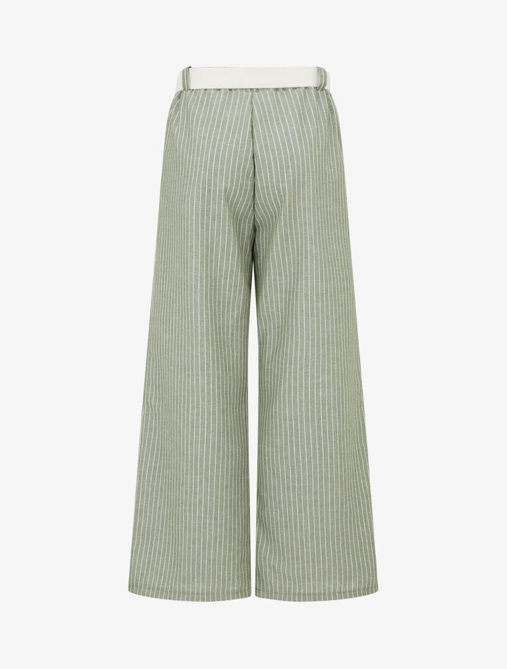 Pantalon ample à rayures - Kaki