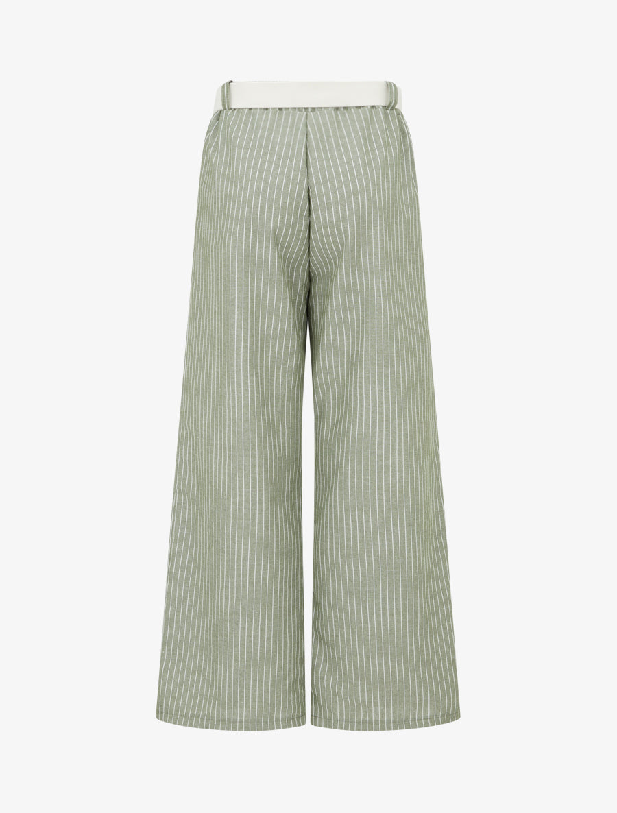 Pantalon ample à rayures - Kaki