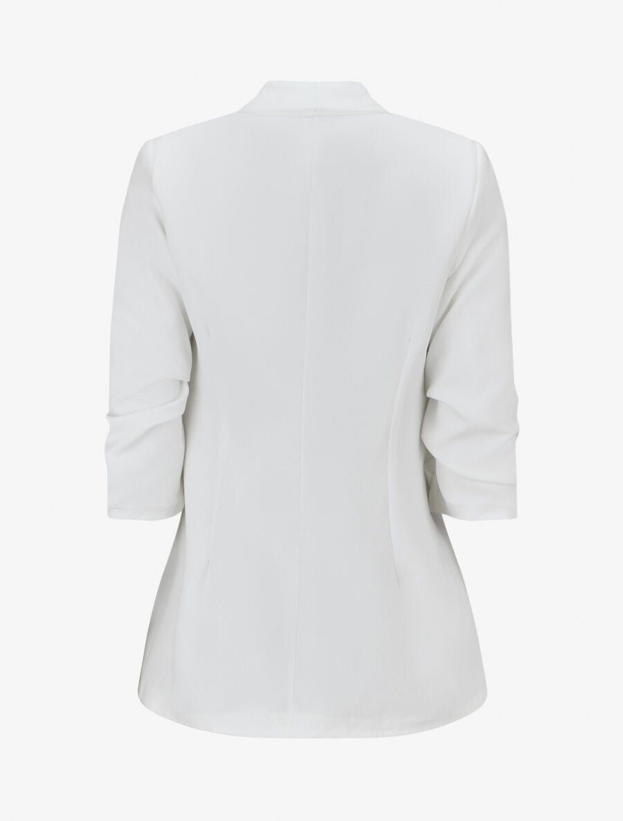 Blazer uni à manches froncées - Blanc