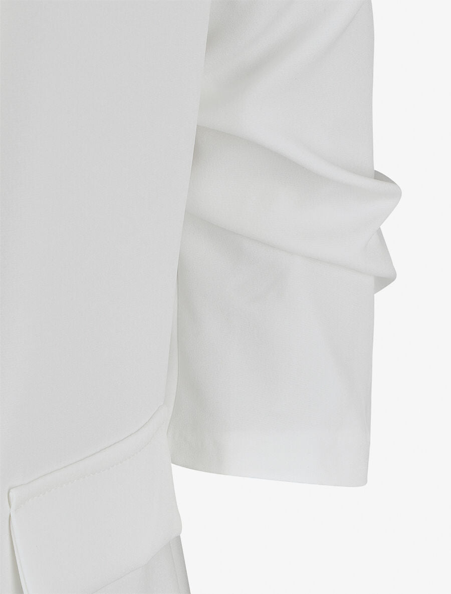 Blazer uni à manches froncées - Blanc