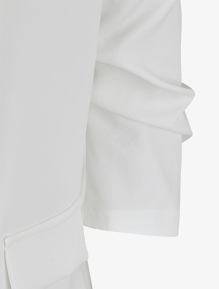 Blazer uni à manches froncées - Blanc