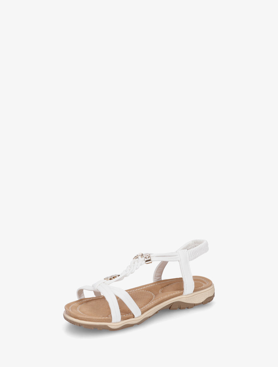 Nu-pieds à empiècement trèfle strassé - Blanc