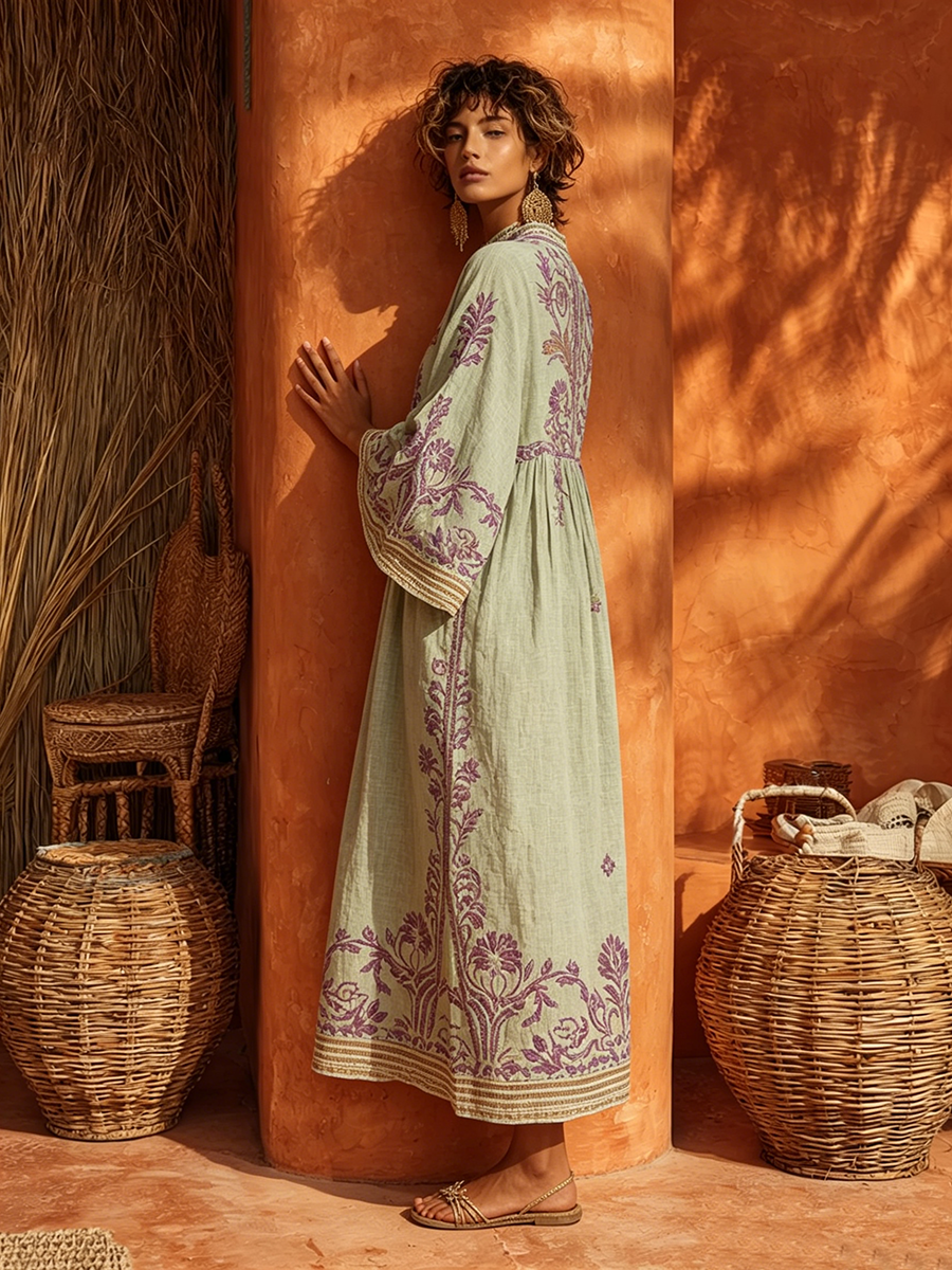 Celestina | Robe bohème brodée au charme méditerranéen
