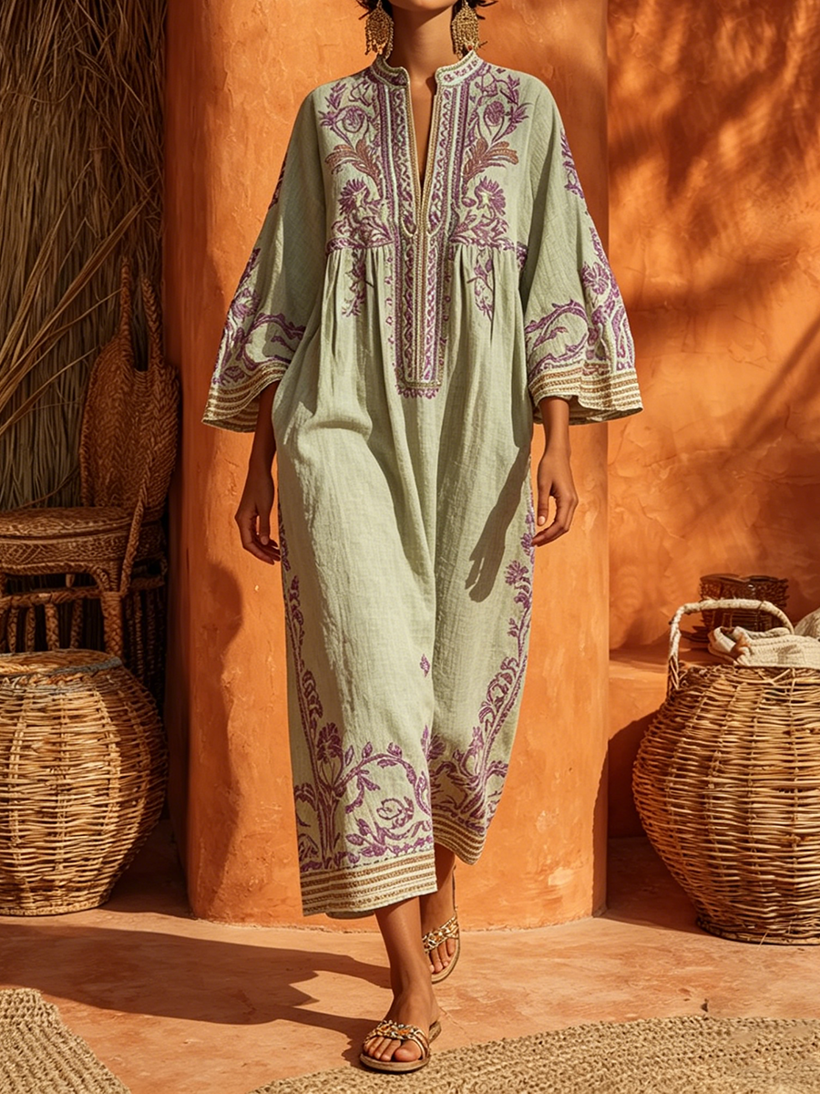 Celestina | Robe bohème brodée au charme méditerranéen