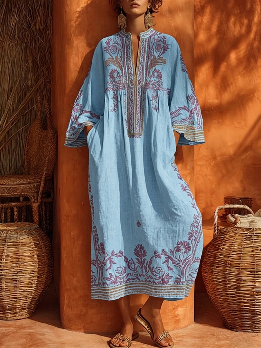 Celestina | Robe bohème brodée au charme méditerranéen