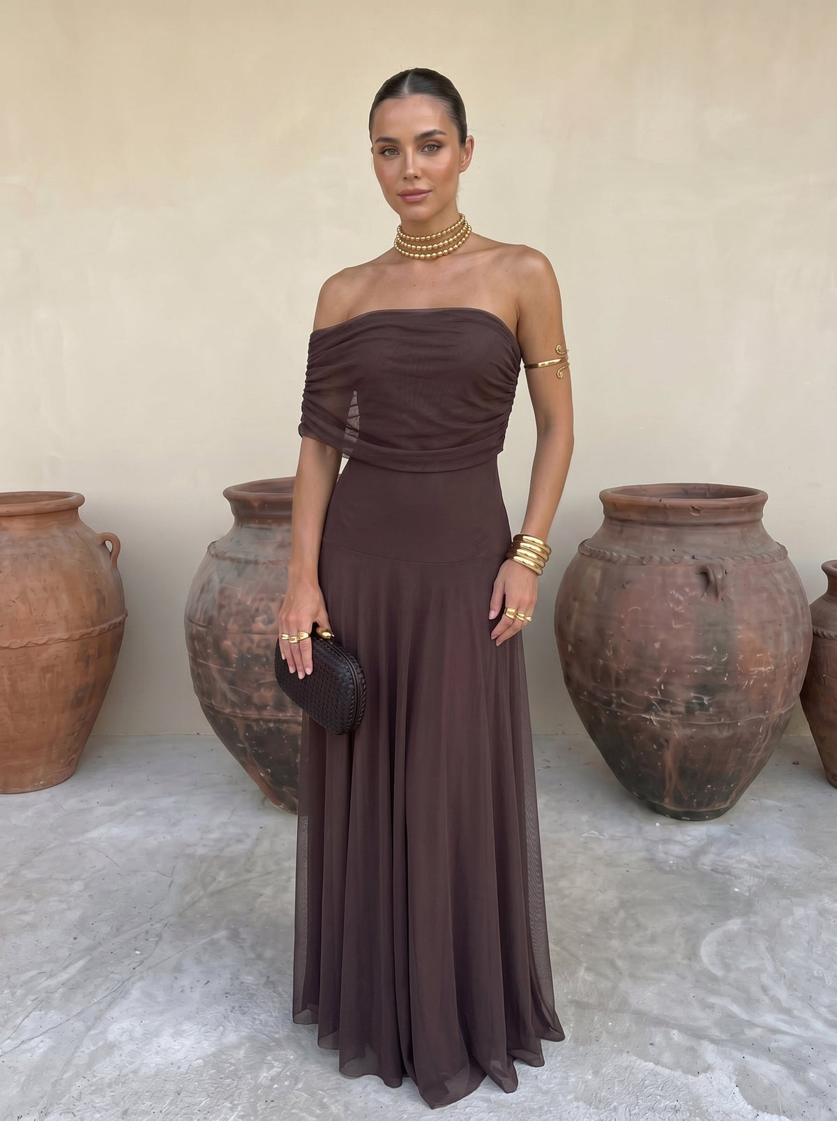 Céleste | Robe élégant, bustier drapée minimaliste