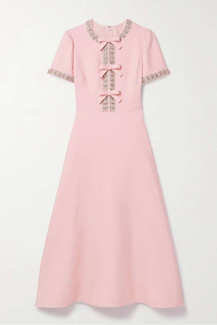 Aria™ | Robe midi avec nœud et ornements en cristaux