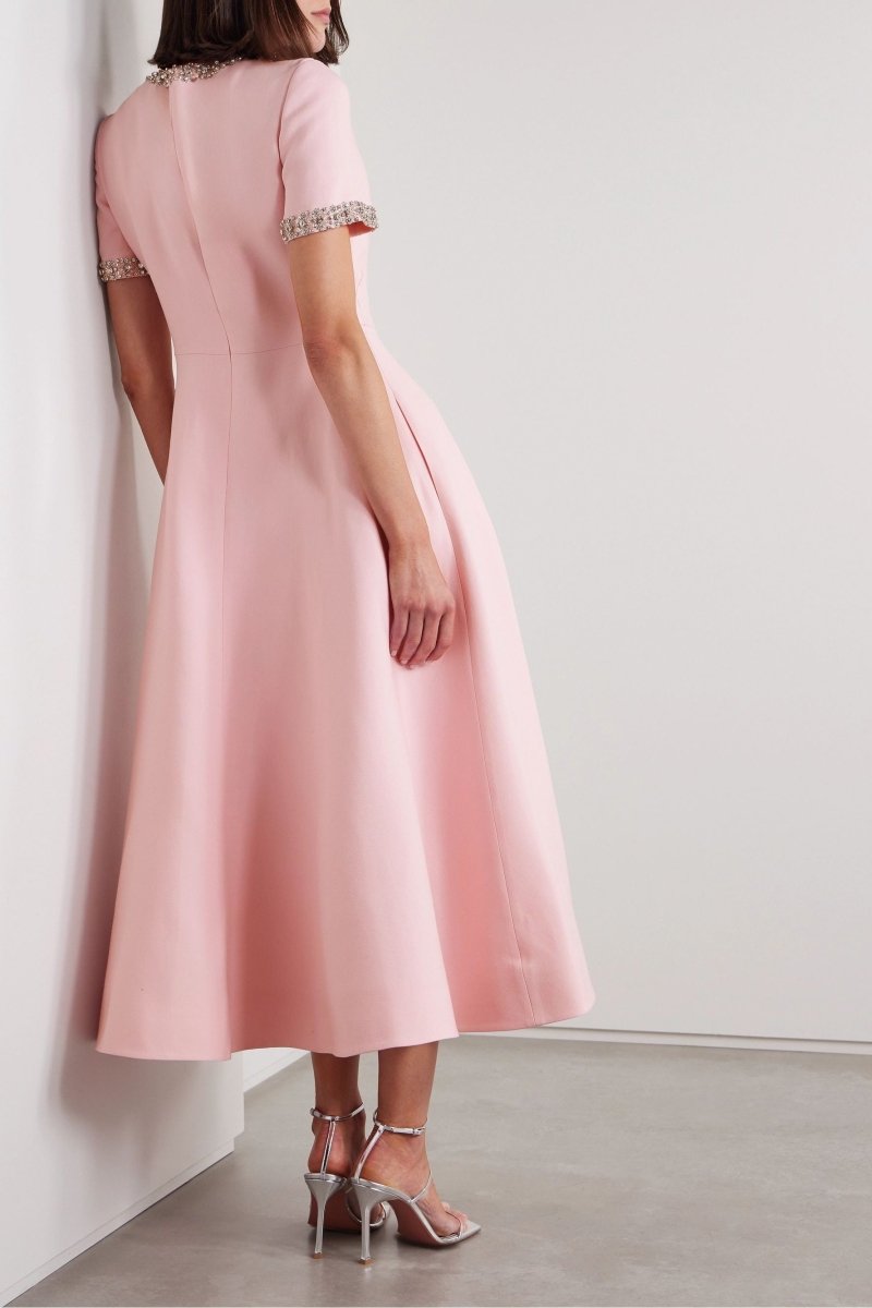 Aria™ | Robe midi avec nœud et ornements en cristaux